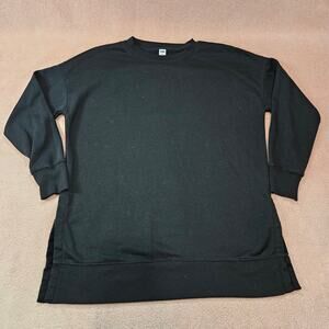 Old Navy Women's Medium Black Long Sleeve Crewneck Tunic Sweatshirt w/Side Slits